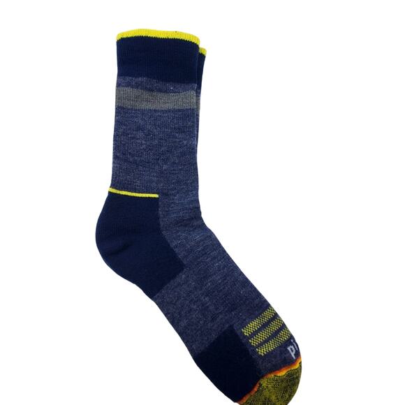Blue Merino Wool Socks Mens 6-8.5 Medium Stripe Pistil Outdoor Ryder Crew - Picture 1 of 4